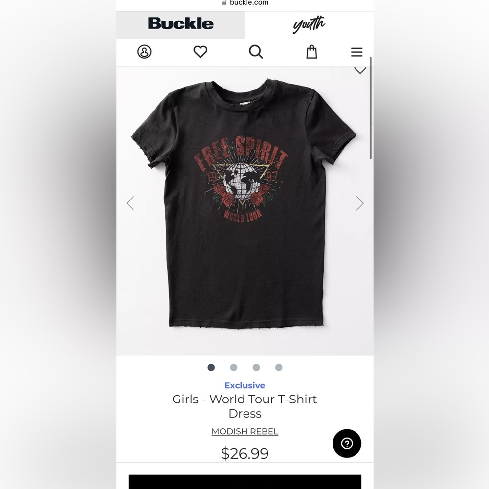Super cute girls Buckle modish rebel Tshirt dress